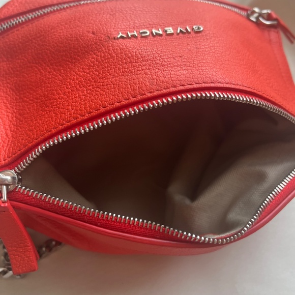 Givenchy Tangerine Red Sugar Goatskin Mini Chain Pandora Crossbody Bag Purse - Picture 6 of 10